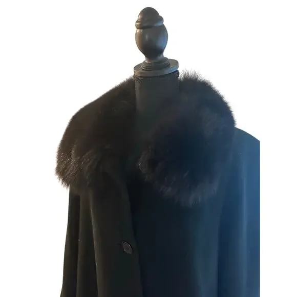 Marvin Richards (Vintage) Wool Coat w/Faux Fur Collar - Size 16 - Picture 4 of 10